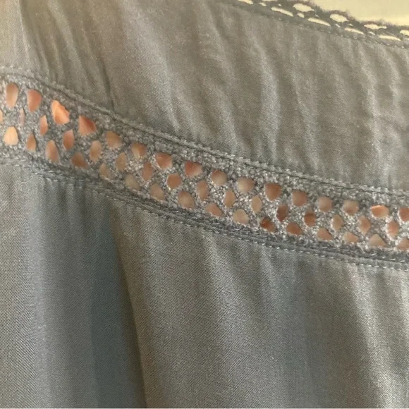 ARITZIA WILFRED Sz M Honoree 100% Modal Tiered Skirt Spaghetti Straps Dress BLUE - Picture 4 of 11